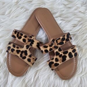 NWOB J.Crew Cheetah Print Slide-on Sandals Women's Size 8M